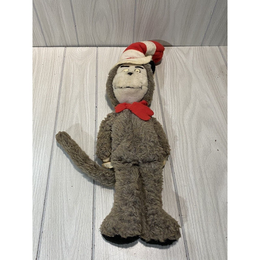Cat in the Hat Plush 17" Dr Seuss Vintage Eden 1979 ‘70s Red Gray Tag Retro NY
